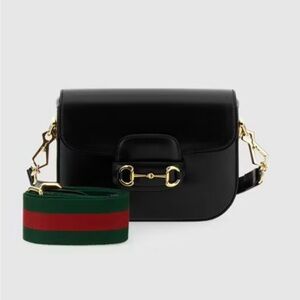 Gucci Black Leather Crossbody Bag with Gold Hardware